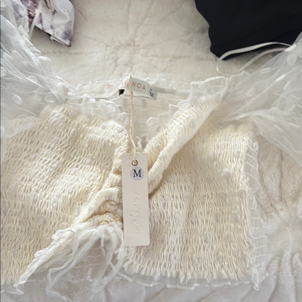 Ivory Lace Smocked Top